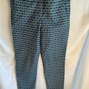 Adrianna Papell Blue Cropped Pants with Geometric Design
